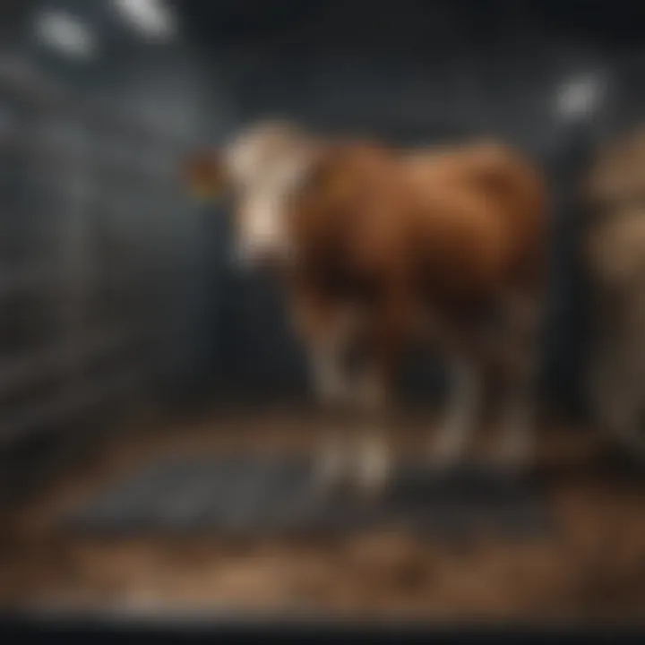 Livestock resting comfortably on wash stall mats