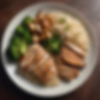Balanced Lunch Plate A plate featuring brown rice, grilled chicken, and steamed broccoli