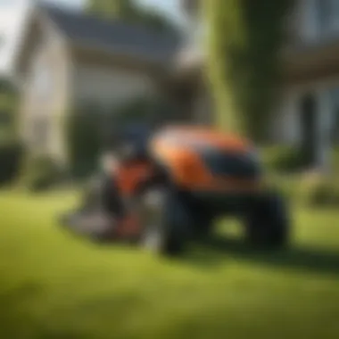 A sleek zero turn riding mower on a lush green lawn